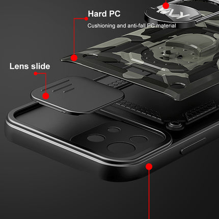 Tank Back Cover for Xiaomi Mi 11 Lite , Inbuilt Ring & Slider [Military Grade Protection] Shockproof Lens Protection Case (Black) - Mobizang