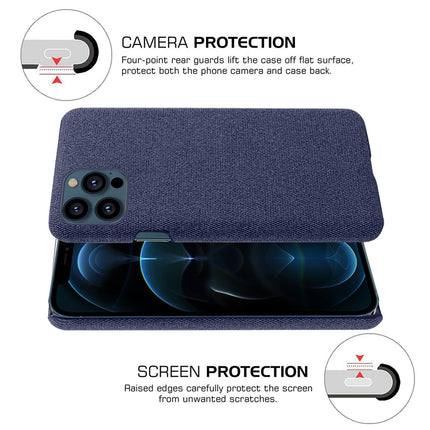 Woven Soft Fabric Case for Apple iPhone 13 Pro Max  Back Cover, Shock Protection Slim Hard Anti Slip Back Cover (Blue)