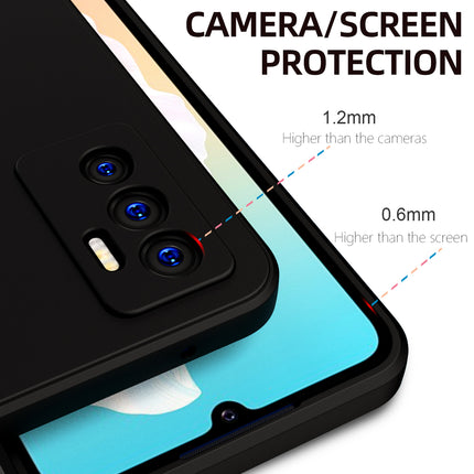 Matte Lens Protective Back Cover for Vivo V23E , Slim Silicone with Soft Lining Shockproof Flexible Full Body Bumper Case (Black)