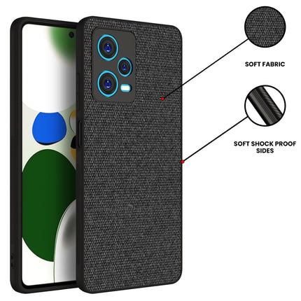 Kapa Soft Full Fabric Hybrid for Redmi Note 12 Pro Plus Back Cover | Shockproof Hybrid Slim Hard Anti Slip Back Case (Black)