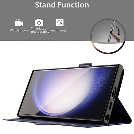 Kapa Noble Slim Magnetic Leather Flip Case Cover for Samsung Galaxy S24 Ultra | Card Holder Stand Leather Flip Wallet Case (Blue) - Mobizang