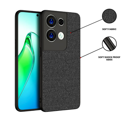 Kapa Soft Fabric Hybrid Protective Back Case Cover for Oppo Reno 8 PRO (5G) (Black) - Mobizang