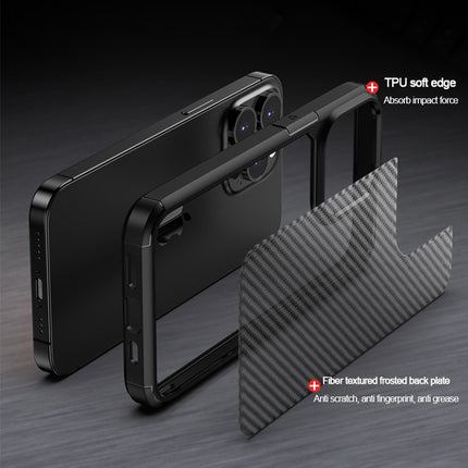 Carbon Armor Back Case Cover for Apple iPhone 13 PRO MAX (6.7 inch) , [Military Grade Protection] Shock Proof Slim Hybrid Bumper Case (Black) - Mobizang