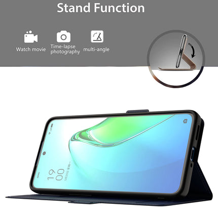Kapa Noble Slim Magnetic Leather Flip Case Cover for Oppo Reno 8 PRO ( 5G) ,Card Holder Stand Leather Flip Wallet Case (Blue)