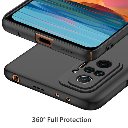 Silk Smooth Finish [Full Coverage] All Sides Protection Slim Back Cover For Xiaomi Redmi Note 10 Pro /  Note 10 Pro Max (Black) - Mobizang
