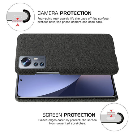 Kapa Woven Soft Fabric Case for Xiaomi 12 Pro (5G) Back Cover,  Shock Protection Slim Hard Anti Slip Back Cover (Black)