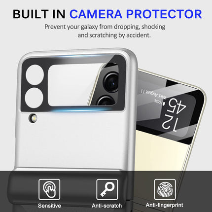Kapa Ultra Thin Back Cover for Galaxy Z Flip3 / Z Flip 3 ,Magnetic Hinge Protection and Inbuilt Glass Window Protection (Silver) - Mobizang