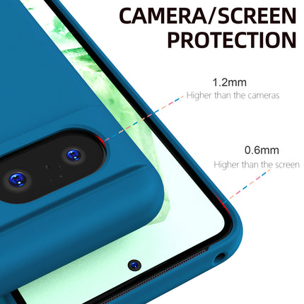 Kapa Matte Protective Lens Flexible Back Cover for Google Pixel 8 | Slim Silicone with Soft Lining Shockproof Full Body Bumper Case (Blue)