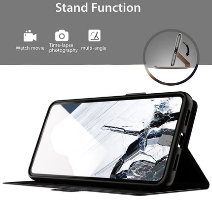 Kapa Noble Slim Magnetic Leather Flip Case Cover for Google Pixel 8 PRO | Card Holder Stand Leather Flip Wallet Case (Black)