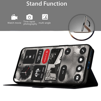 Kapa Noble Slim Magnetic Leather Flip Case Cover for Nothing Phone 2 | Card Holder Stand Leather Flip Wallet Case (Black)