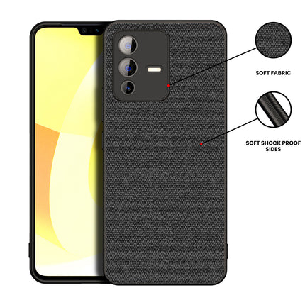 Kapa Soft Full Fabric Protective Back Case Cover for Vivo V23 PRO (5G) (Black)