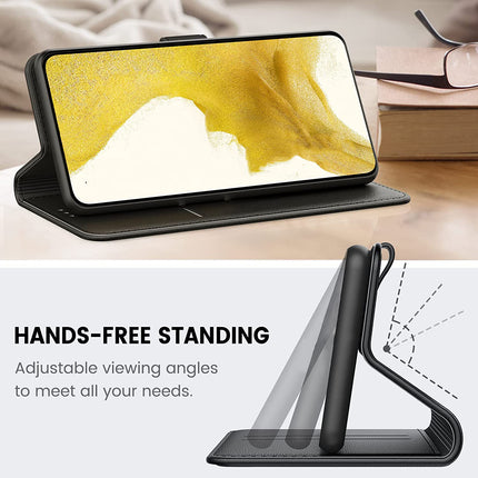 Noble Slim Flip Cover for Samsung Galaxy S22 , Magnetic and Card Holder Stand Leather Flip Wallet Case (Black) - Mobizang