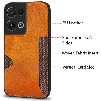Kapa Razor Wallet Back Case for Oppo Reno 8 Pro (5G) | Slim PU Leather & Fabric Cover with Inbuilt Card Pocket (Brown)