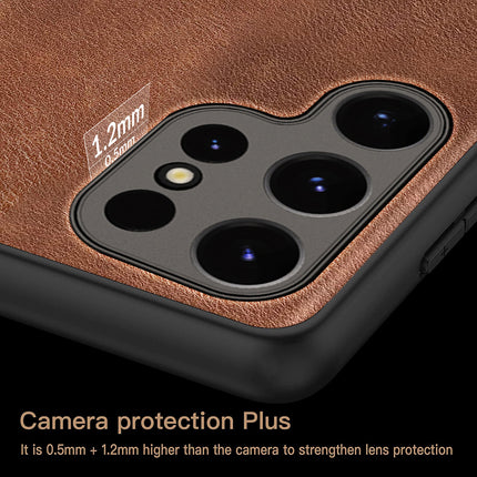 Kapa Tux Leather Back Cover for Samsung Galaxy S24 Ultra | Slim Shockproof Camera Protection Bumper Case (Brown) - Mobizang