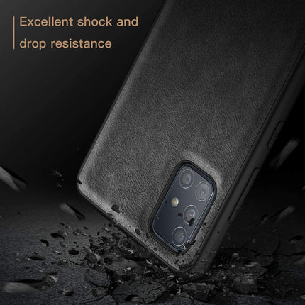 Tux Back Case For Samsung Galaxy A51 , Slim Leather Case with Soft Edge Shockproof Back Cover (Black)