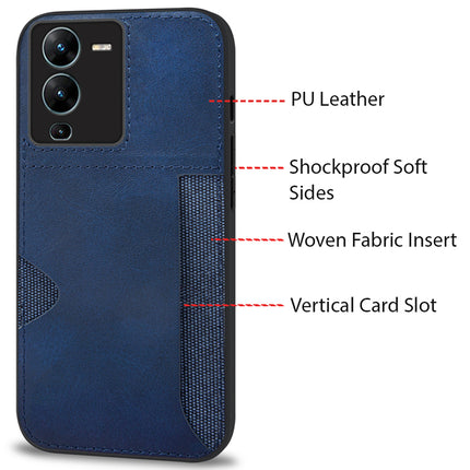 Kapa Razor Wallet Back Case for VIVO V25 PRO (5G) | Slim PU Leather & Fabric Cover with Inbuilt Card Pocket (Blue)