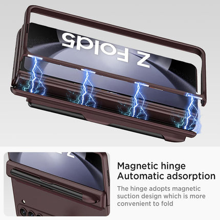 Kapa Magnetic Hinge Case for Samsung Galaxy Z Fold 5 | Inbuilt S-Pen Holder Stand Hybrid Back Cover (Wine Red)