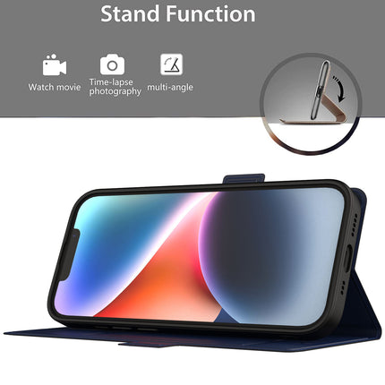 Kapa Noble Slim Magnetic Leather Flip Case Cover for Apple iPhone 14 Pro ,Card Holder Stand Leather Flip Wallet Case (Blue)