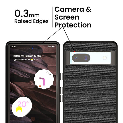 Kapa Soft Full Fabric Protective Back Case Cover for Google Pixel 7A | Shockproof Slim Hard Anti Slip Back Case (Black)