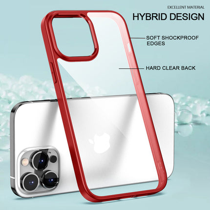 Hawkeye Clear Back Cover for Apple iPhone 13 PRO MAX (6.7 inch) , Camera Lens Protector Shockproof Slim Clear Case Cover (Red)