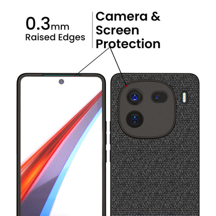 Kapa Soft Full Fabric Protective Back Case Cover for Iqoo 12 (5G) | Shockproof Slim Hard Anti Slip Back Case (Black) - Mobizang