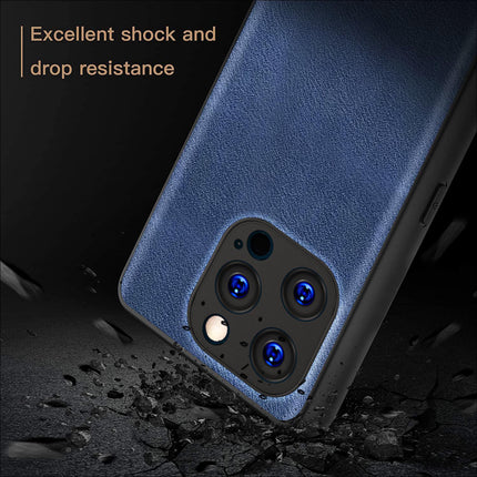 Kapa Tux Leather Back Cover for Apple iPhone 15 Pro Max | Slim Shockproof Camera Protection Bumper Case (Blue)