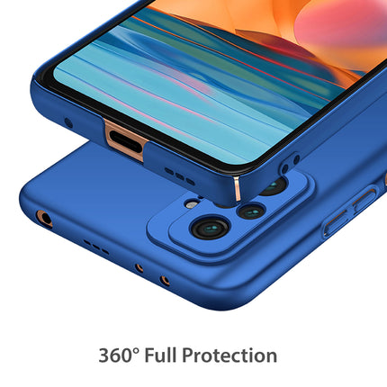 Silk Smooth Finish [Full Coverage] All Sides Protection Slim Back Cover For Xiaomi Redmi Note 10 Pro /  Note 10 Pro Max (Blue) - Mobizang