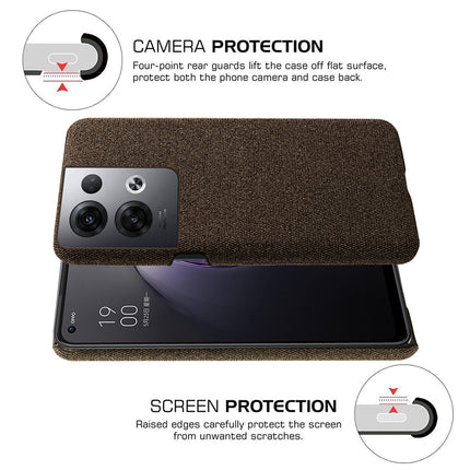 Kapa Woven Soft Fabric Case for Oppo Reno 8 PRO (5G) Back Cover,  Shock Protection Slim Hard Anti Slip Back Cover (Brown)