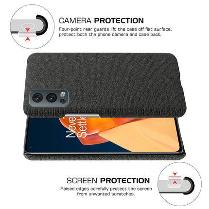 Woven Soft Fabric Case for OnePLus Nord 2 Back Cover, Shock Protection Slim Hard Anti Slip Back Cover (Black)