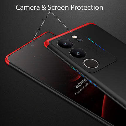 Kapa Double Dip Full 360 Protection Back Case Cover With Stand for Vivo V29 (5G) / Vivo V29 Pro (5G) (Red::Black) - Mobizang