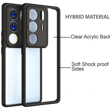 Kapa Hawkeye Clear Back Cover for Vivo V29 (5G) / Vivo V29 Pro (5G) | Camera Lens Protector Shockproof Slim Clear Case Cover (Black Sides) - Mobizang