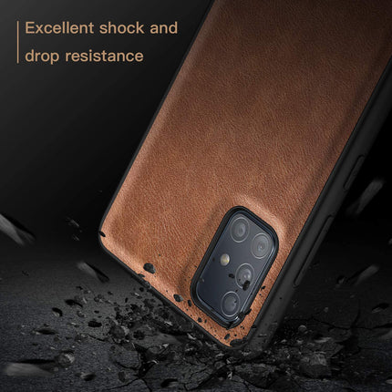 Tux Back Case For Samsung Galaxy A51 , Slim Leather Case with Soft Edge Shockproof Back Cover (Brown)