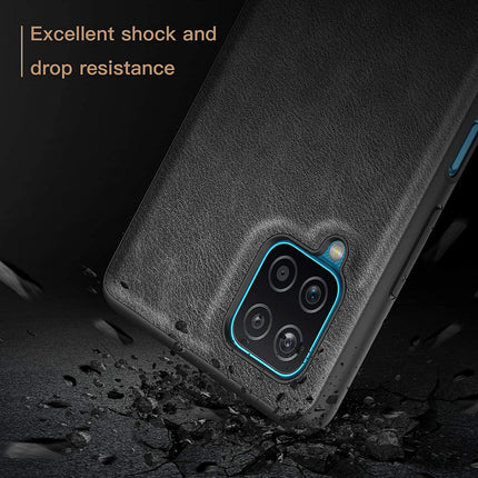 Tux Back Case for Samsung Galaxy A12 / F12 / M12 , Slim Leather Case with Soft Edge Shockproof Back Cover (Black) - Mobizang