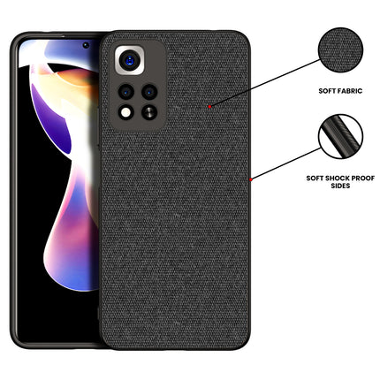 Soft Full Fabric Protective Back Case Cover for Xiaomi 11i HyperCharge (Black) - Mobizang