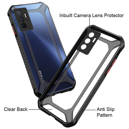 Kapa Unicorn for Vivo V23E (5G) Clear Back Case, Shock Proof Slim Hybrid Bumper Cover (Black)