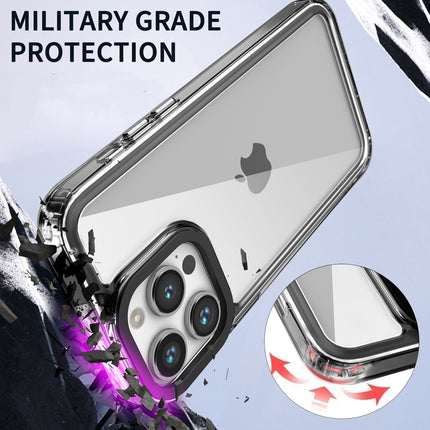 Kapa Warrior Acrylic Clear Back Cover For Apple iPhone 15 Pro Max | Slim Shockproof [Military Grade Protection] Hybrid Bumper Case (Black Sides)
