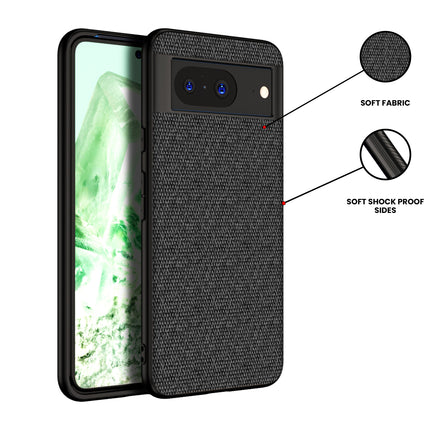 Kapa Soft Full Fabric Protective Back Case Cover for Google Pixel 8 | Shockproof Slim Hard Anti Slip Back Case (Black)