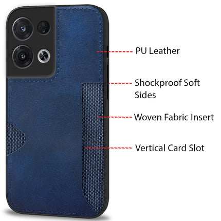 Kapa Razor Wallet Back Case for Oppo Reno 8 Pro (5G) | Slim PU Leather & Fabric Cover with Inbuilt Card Pocket (Blue)