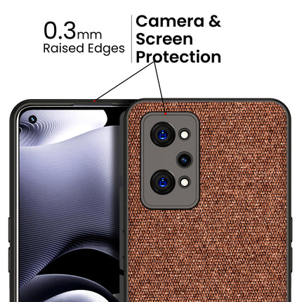 Kapa Soft Fabric & Leather Hybrid Protective Case Cover for Realme GT NEO 3T (Brown)