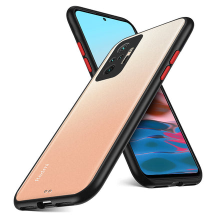 Paper Thin Back Cover For Xiaomi Redmi Note 10 Pro /  Note 10 Pro Max , Super Slim Matte Translucent Full Protection Back Case (Black) - Mobizang