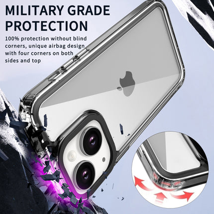 Kapa Warrior Acrylic Clear Back Cover For Apple iPhone 15 | Slim Shockproof [Military Grade Protection] Hybrid Bumper Case (Black Sides)