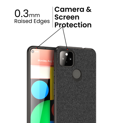 Soft Full Fabric Protective Back Case Cover for Google Pixel 5A (Black)
