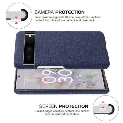 Kapa Woven Soft Fabric Case for Google Pixel 7 Back Cover, Shock Protection Slim Hard Anti Slip Back Cover (Blue)