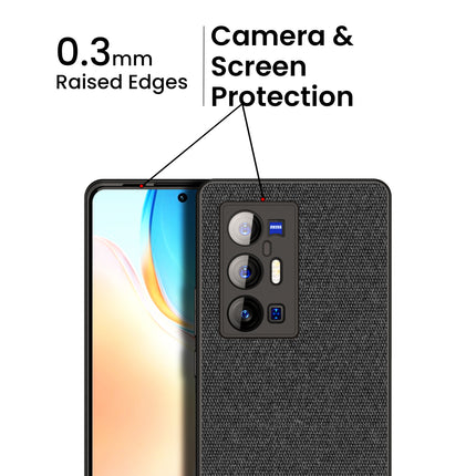 Soft Fabric & Leather Hybrid Protective Case Cover for Vivo X70 PRO PLUS (Black,Brown)