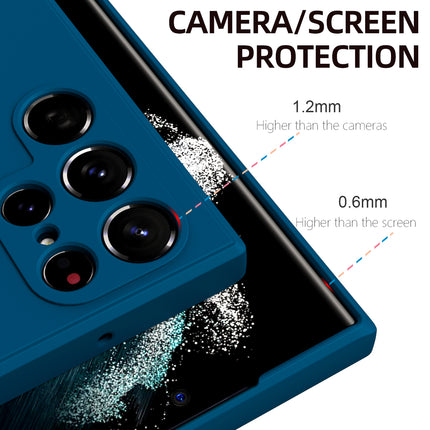 Matte Lens Protective Back Cover for Samsung Galaxy S22 ULTRA, Slim Silicone with Soft Lining Shockproof Flexible Full Body Bumper Case (Blue)