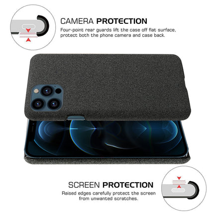 Woven Soft Fabric Case for Apple iPhone 13 Pro Max Back Cover, Shock Protection Slim Hard Anti Slip Back Cover (Black)