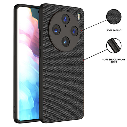 Kapa Soft Full Fabric Protective Back Case Cover for Vivo X100 Pro | Shockproof Slim Hard Anti Slip Back Case (Black)