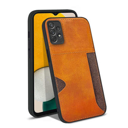 Kapa Razor Wallet Back Case for Samsung Galaxy A73 (5G) , Slim PU Leather & Fabric Cover With Inbuilt Card Pocket (Brown)