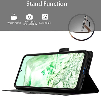 Kapa Noble Slim Magnetic Leather Flip Case Cover for Google Pixel 8 | Card Holder Stand Leather Flip Wallet Case (Black)