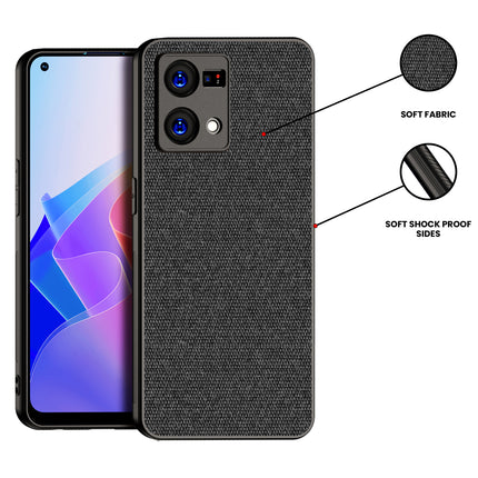Soft Fabric Hybrid Protective Back Case Cover for Oppo F21 PRO (4G) (Black)